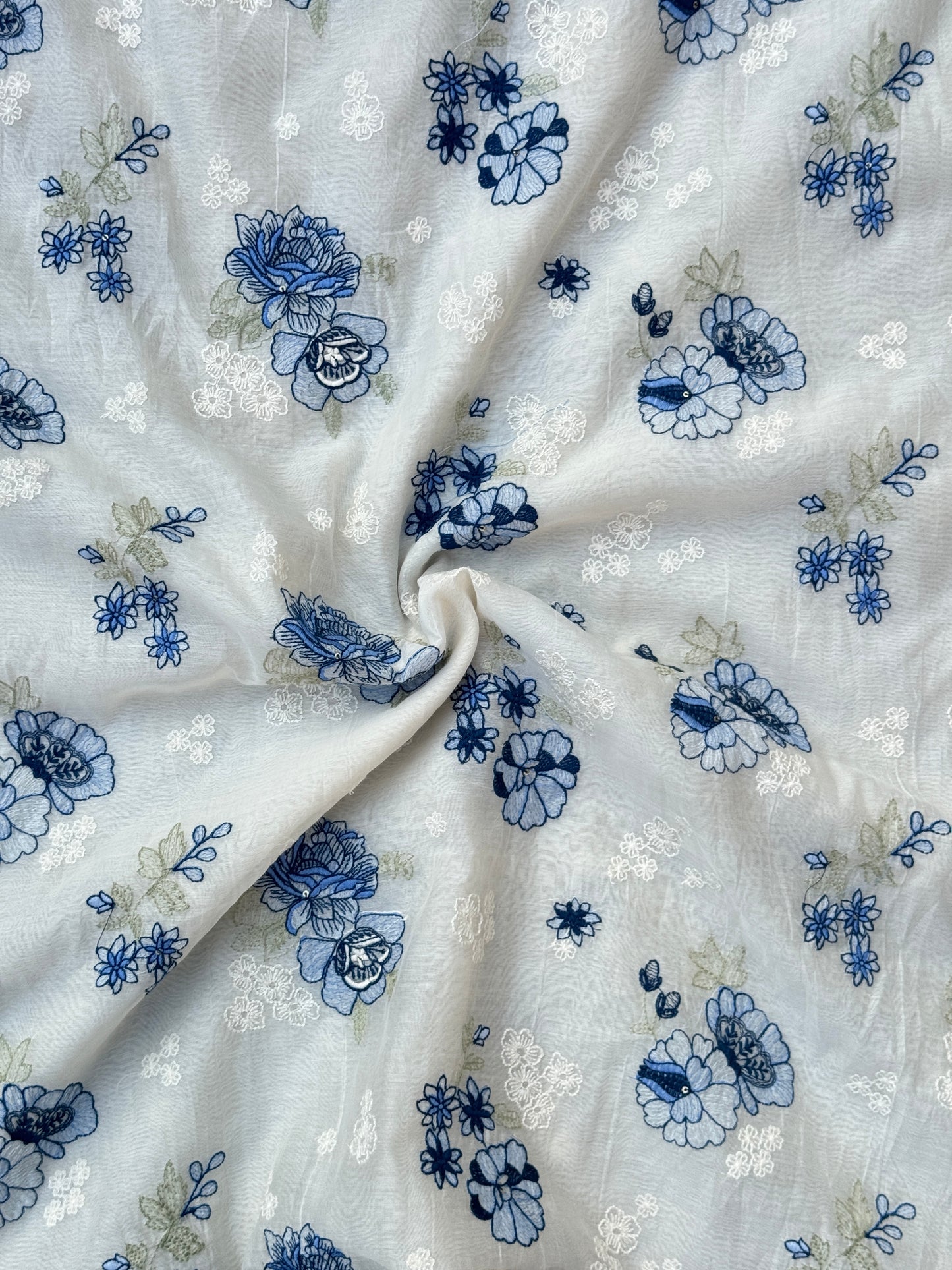 Embroidered 40 gm Banrasi Chanderi Fabric