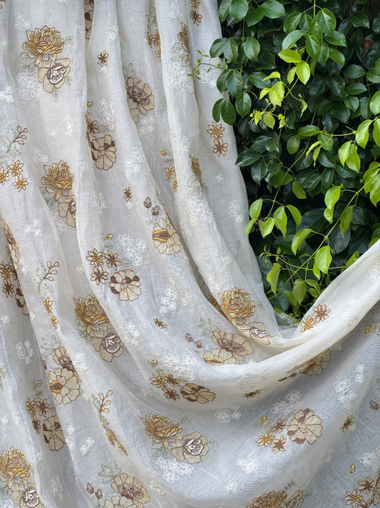 Embroidered 40 gm Banrasi Chanderi Fabric