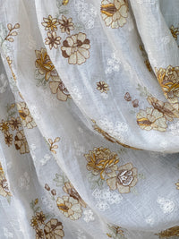 Embroidered 40 gm Banrasi Chanderi Fabric