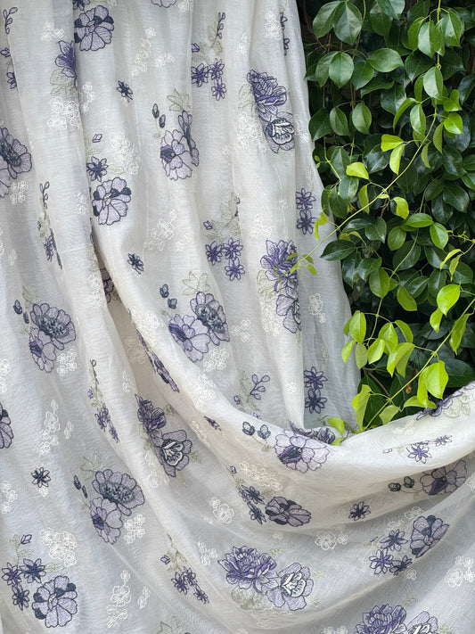 Embroidered 40 gm Banrasi Chanderi Fabric