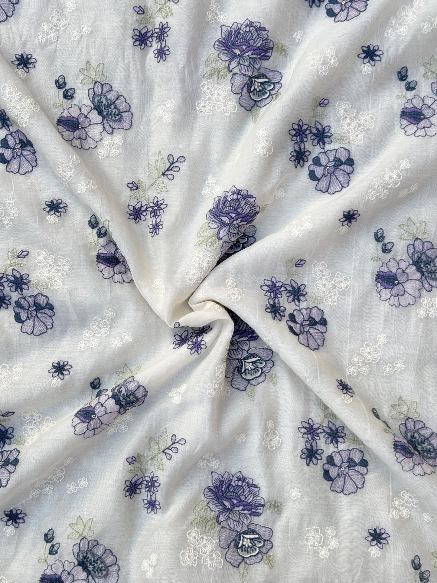 Embroidered 40 gm Banrasi Chanderi Fabric