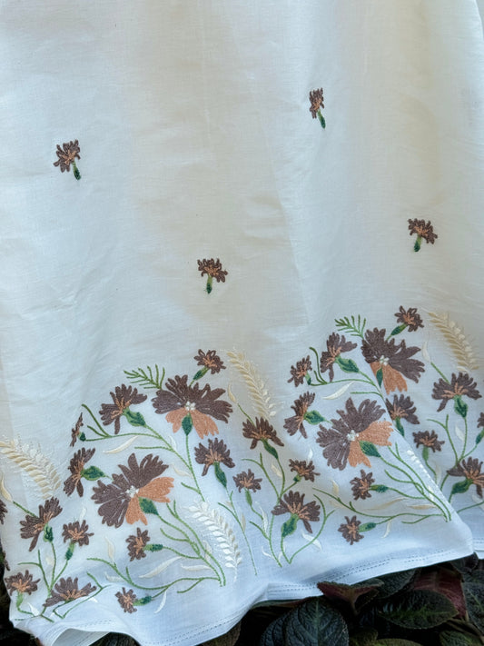 Border Embroidered Kora Fabric