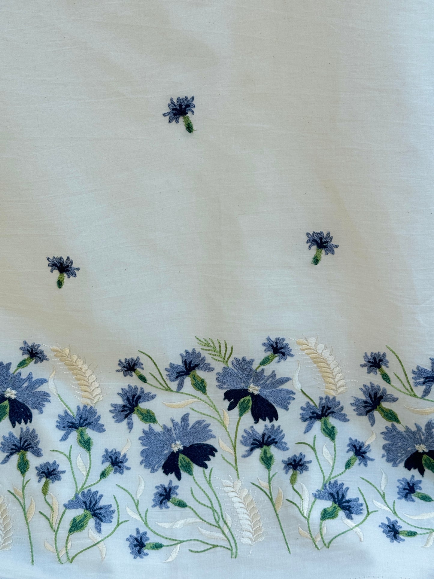 Border Embroidered Kora Fabric