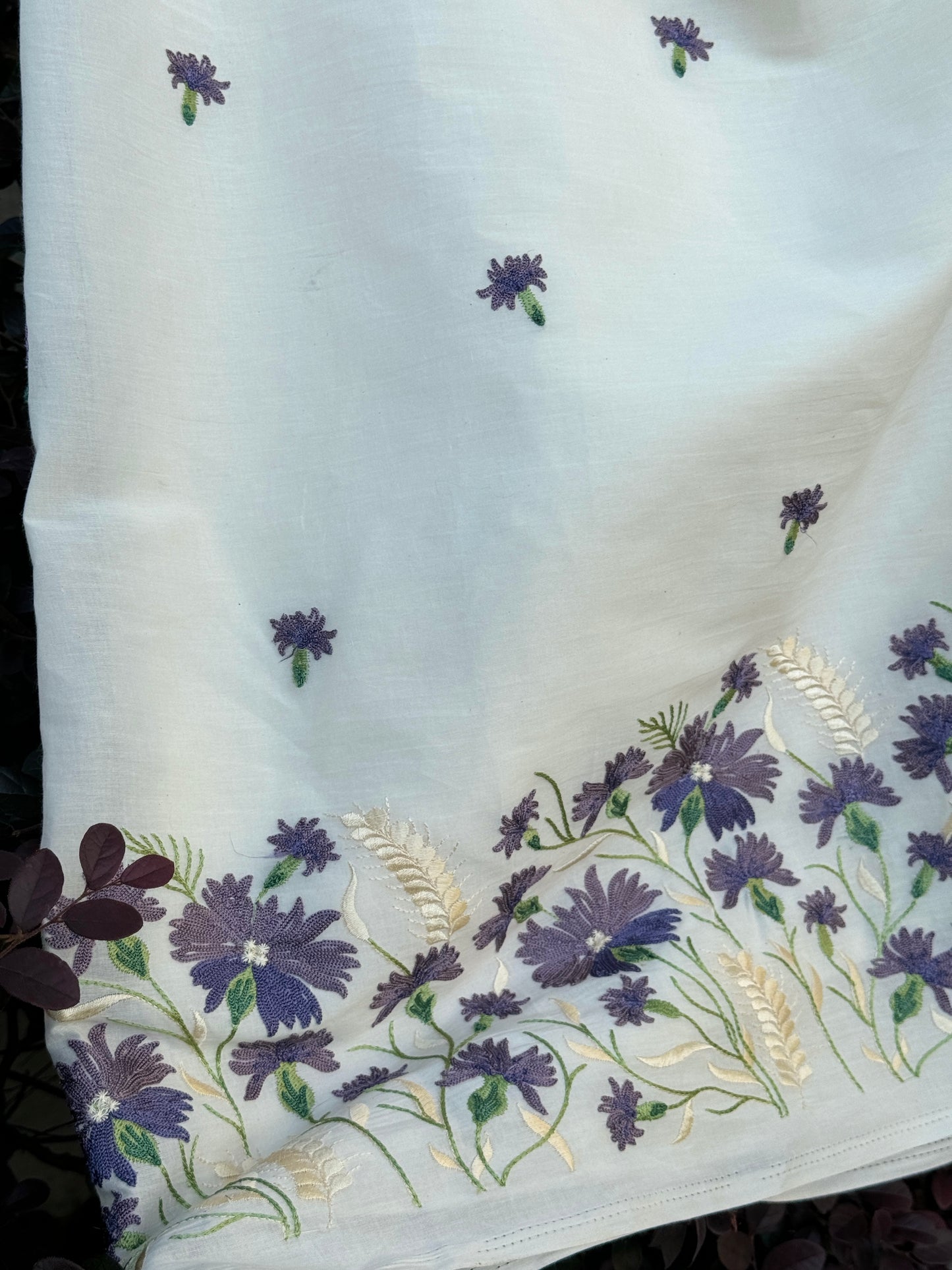 Border Embroidered Kora Fabric