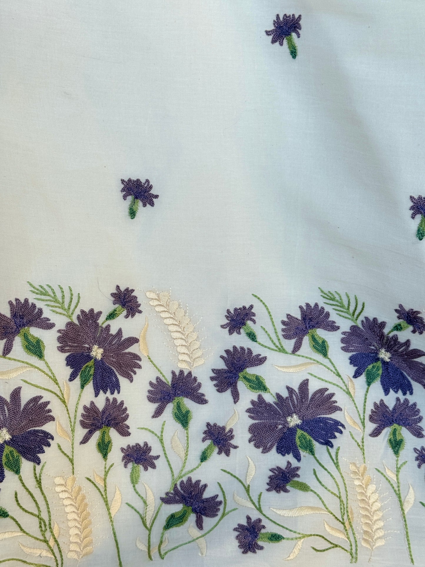Border Embroidered Kora Fabric