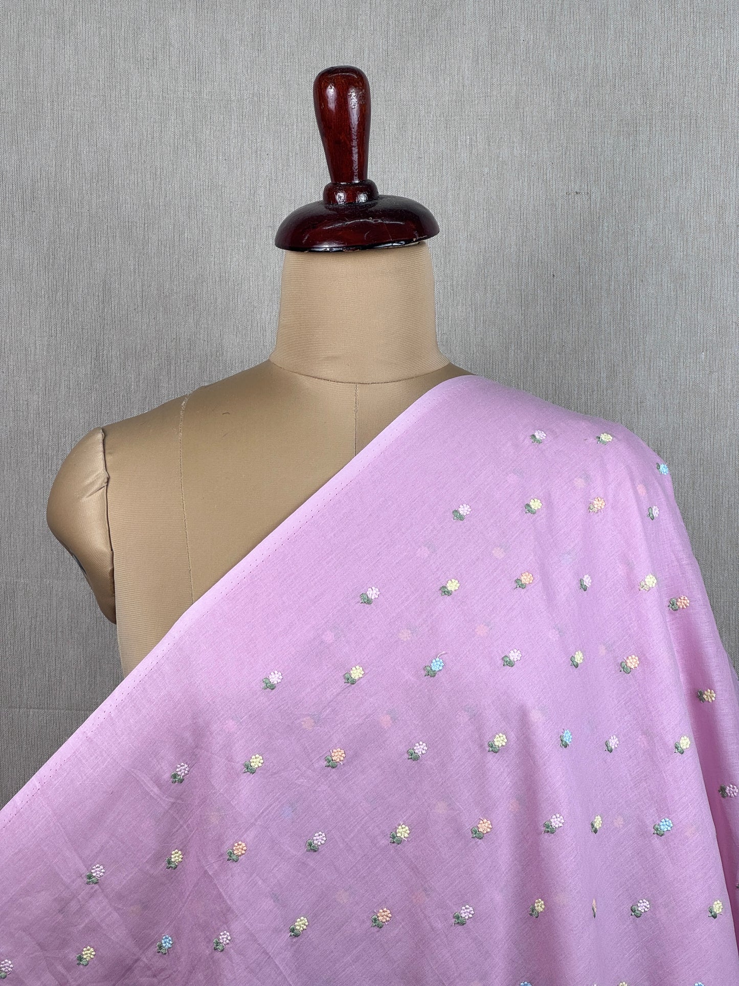 Embroidered Mul Chanderi Fabric