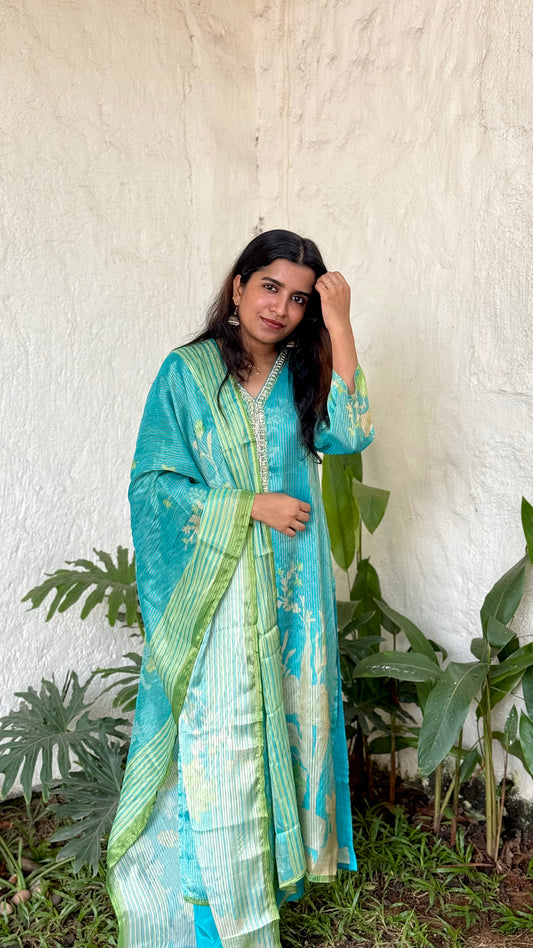 Digital Printed Shimmer Tissue Salwar Suits