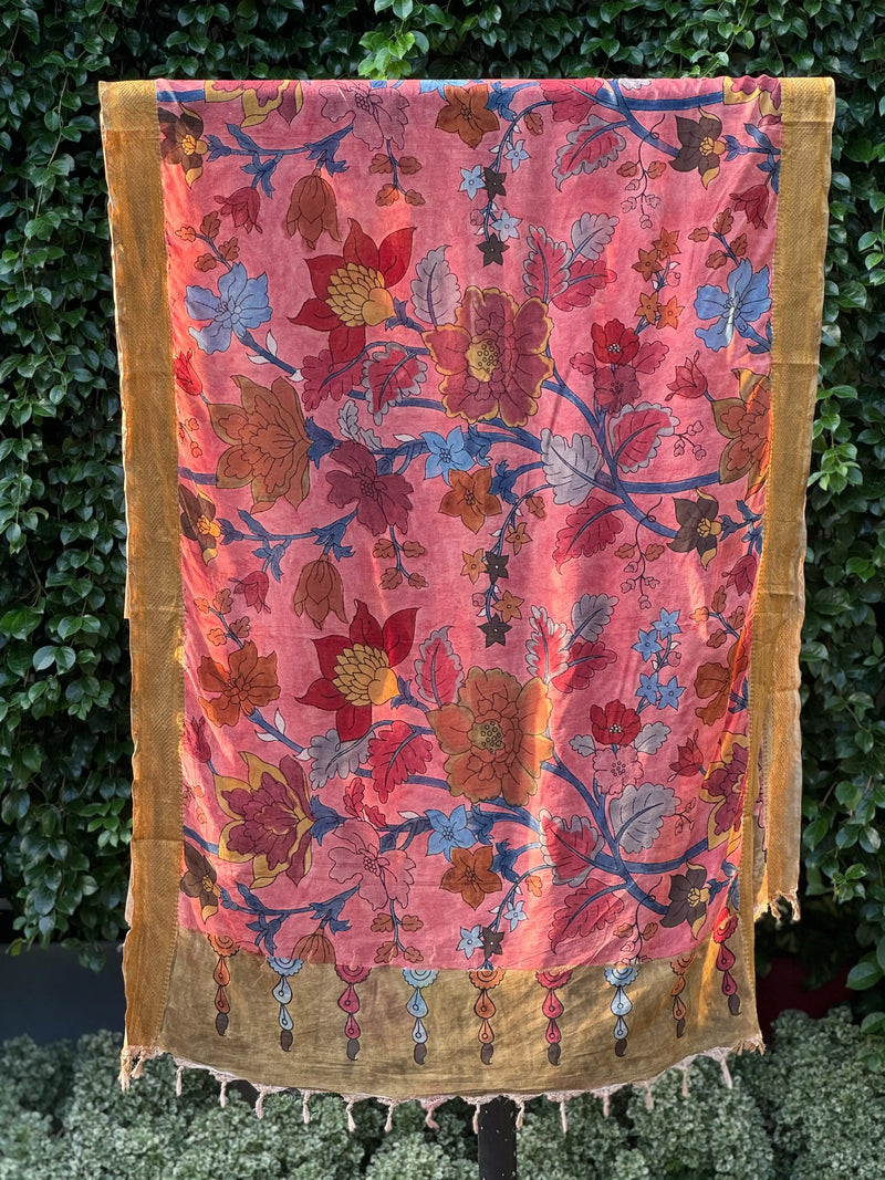 Assam Silk Dupattas With Viscose Nizam Border
