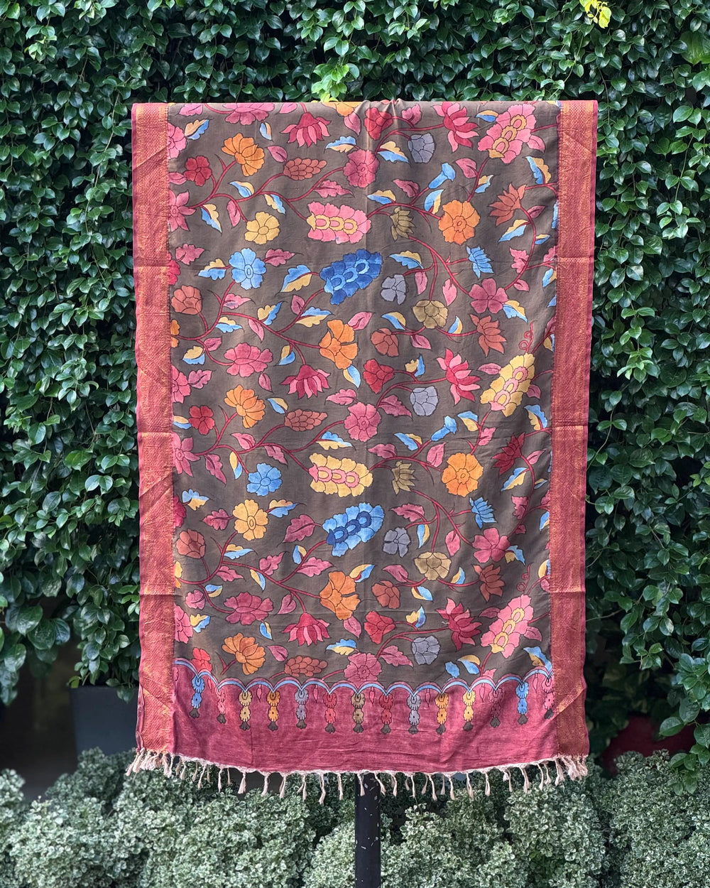 Assam Silk Dupatta With Viscose Nizam Border