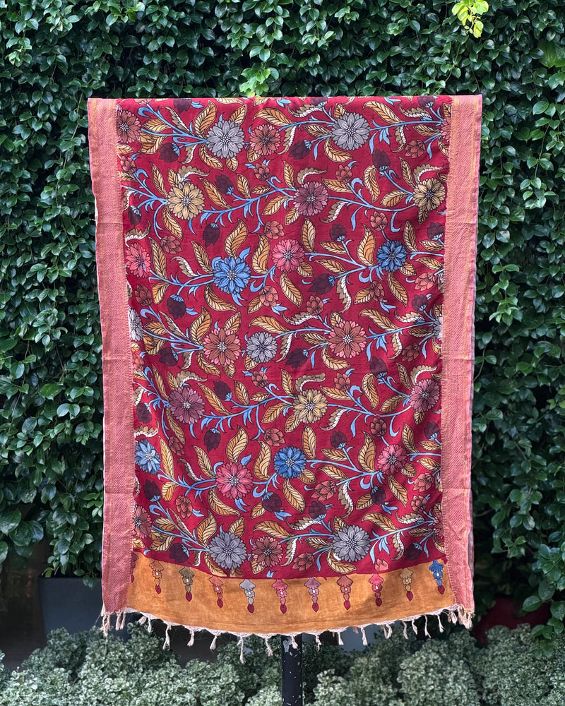 Assam Silk Dupatta With Viscose Nizam Border