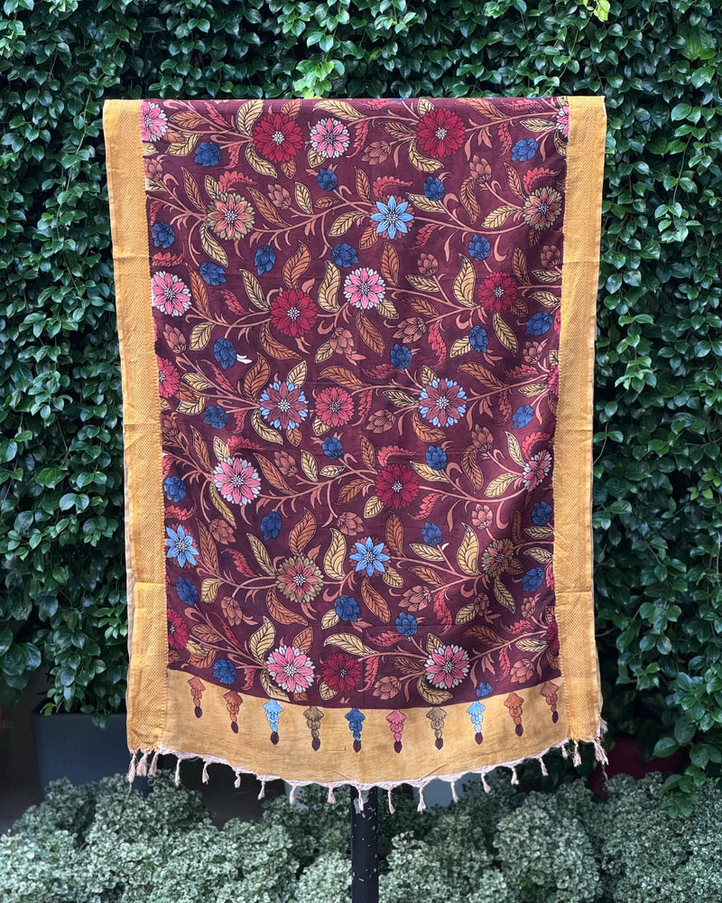 Assam Silk Dupatta With Viscose Nizam Border