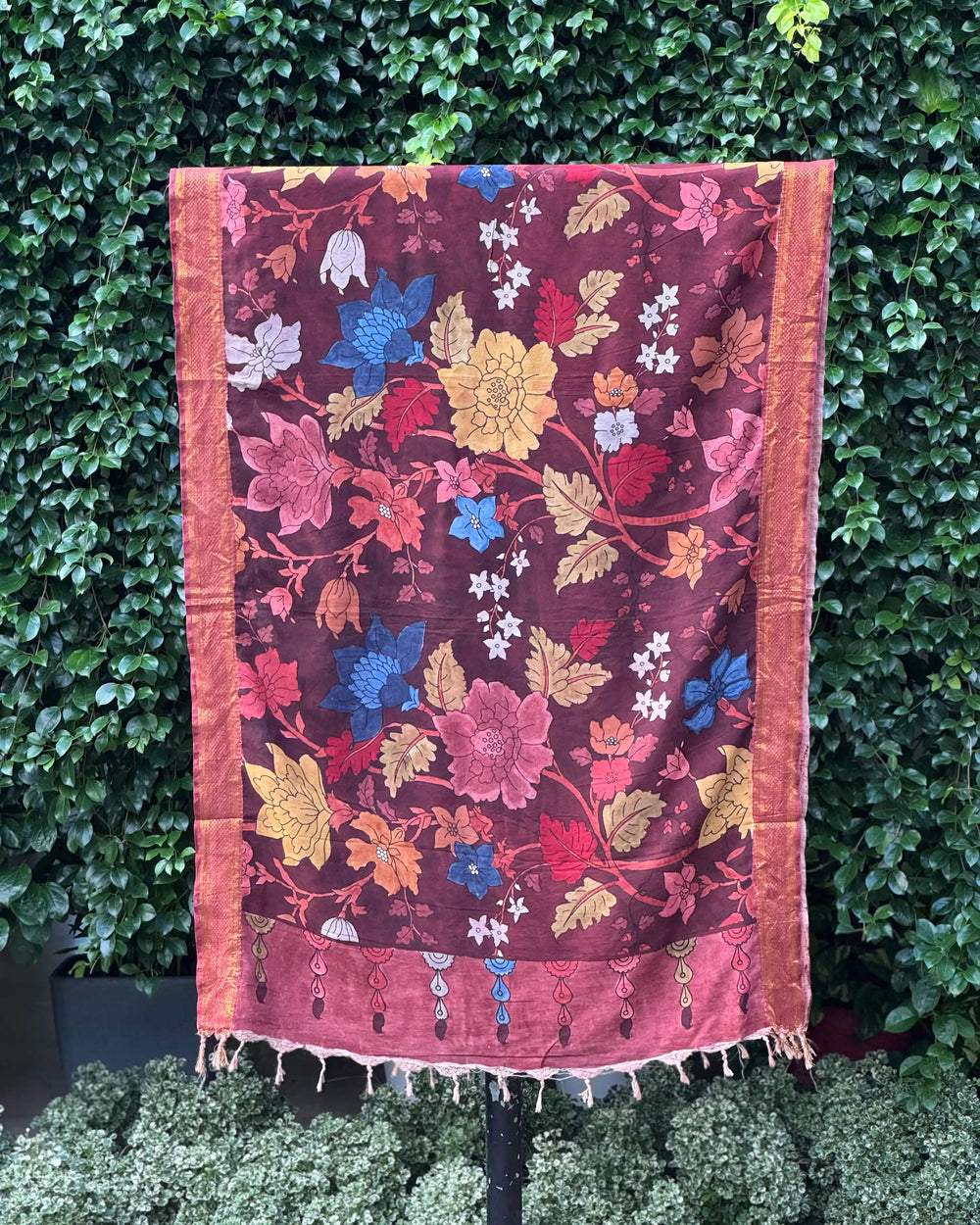 Assam Silk Dupatta With Viscose Nizam Border