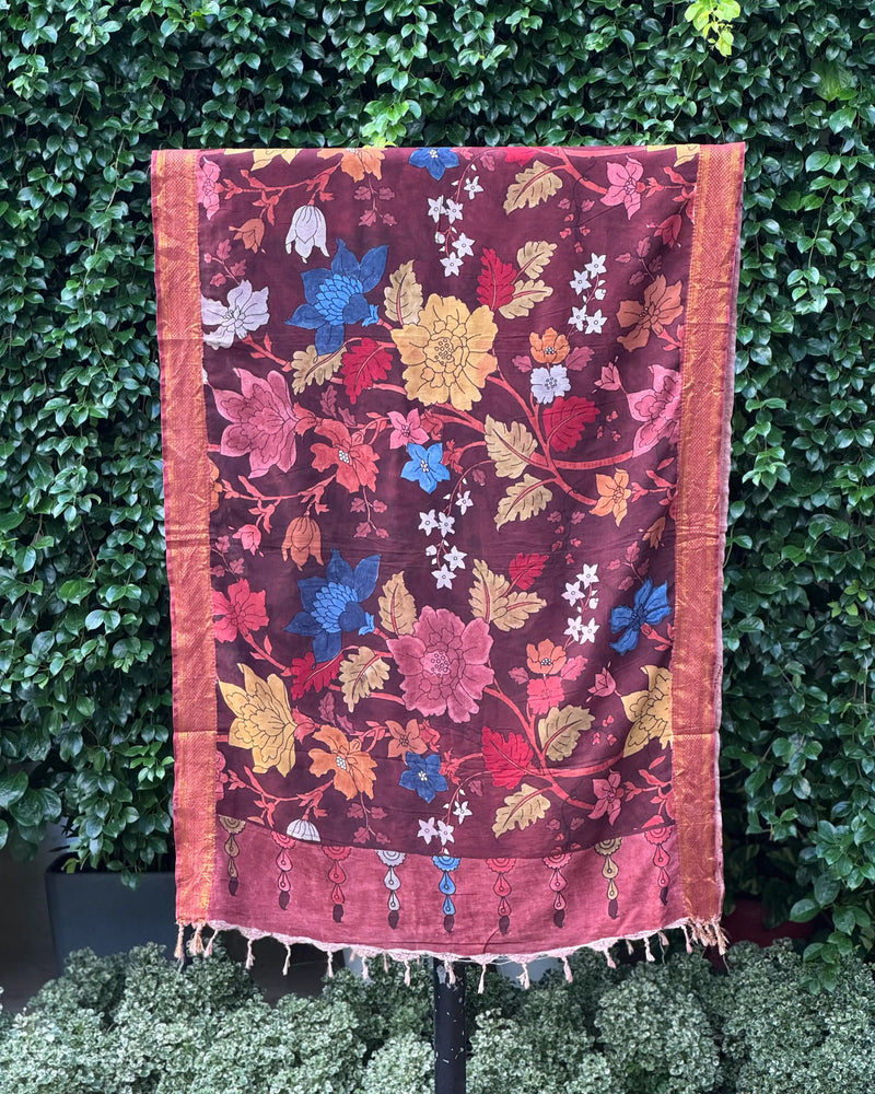 Assam Silk Dupatta With Viscose Nizam Border