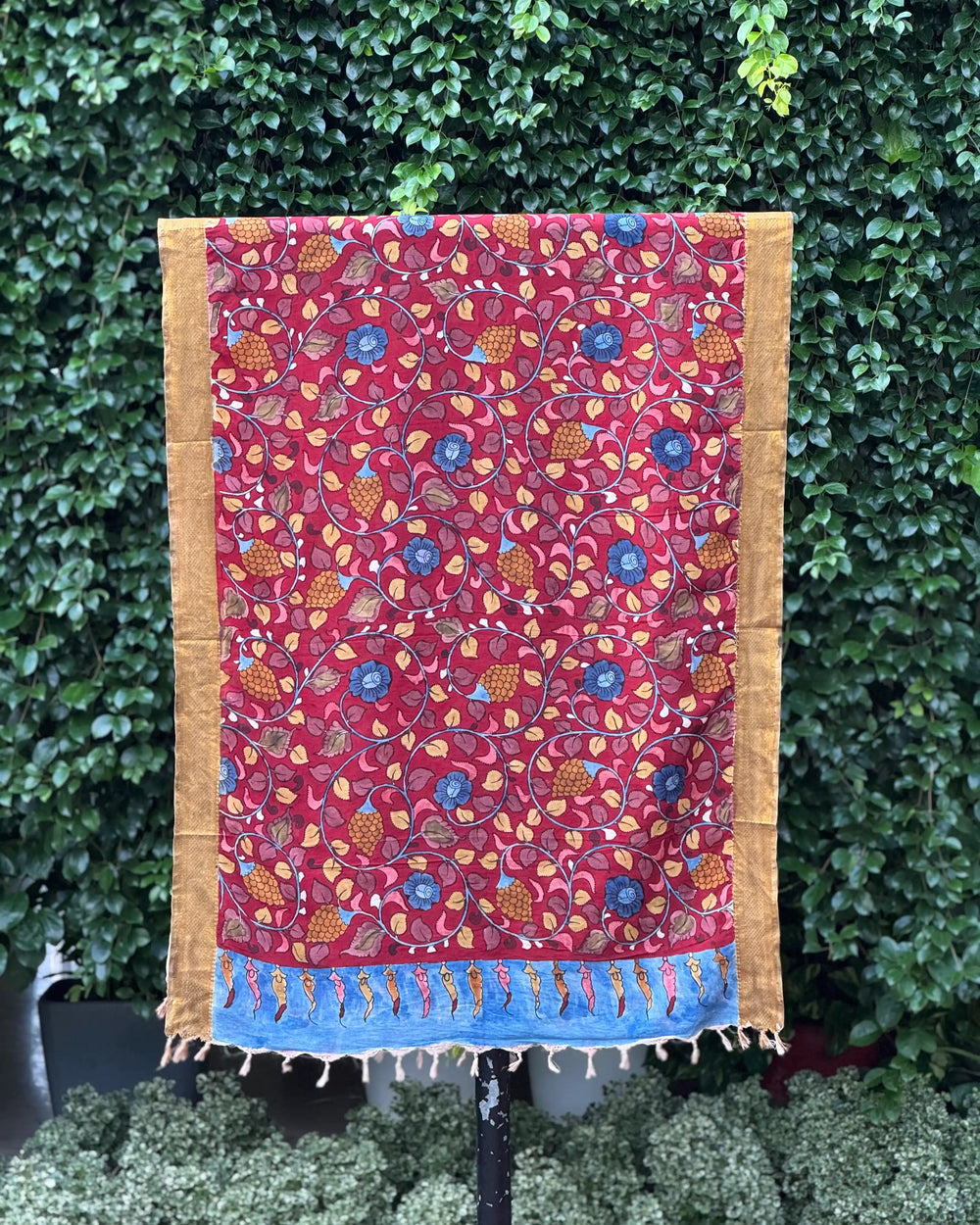 Assam Silk Dupatta With Viscose Nizam Border