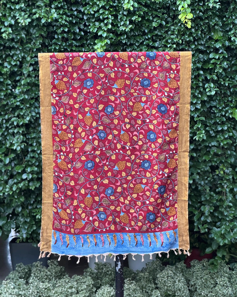 Assam Silk Dupatta With Viscose Nizam Border