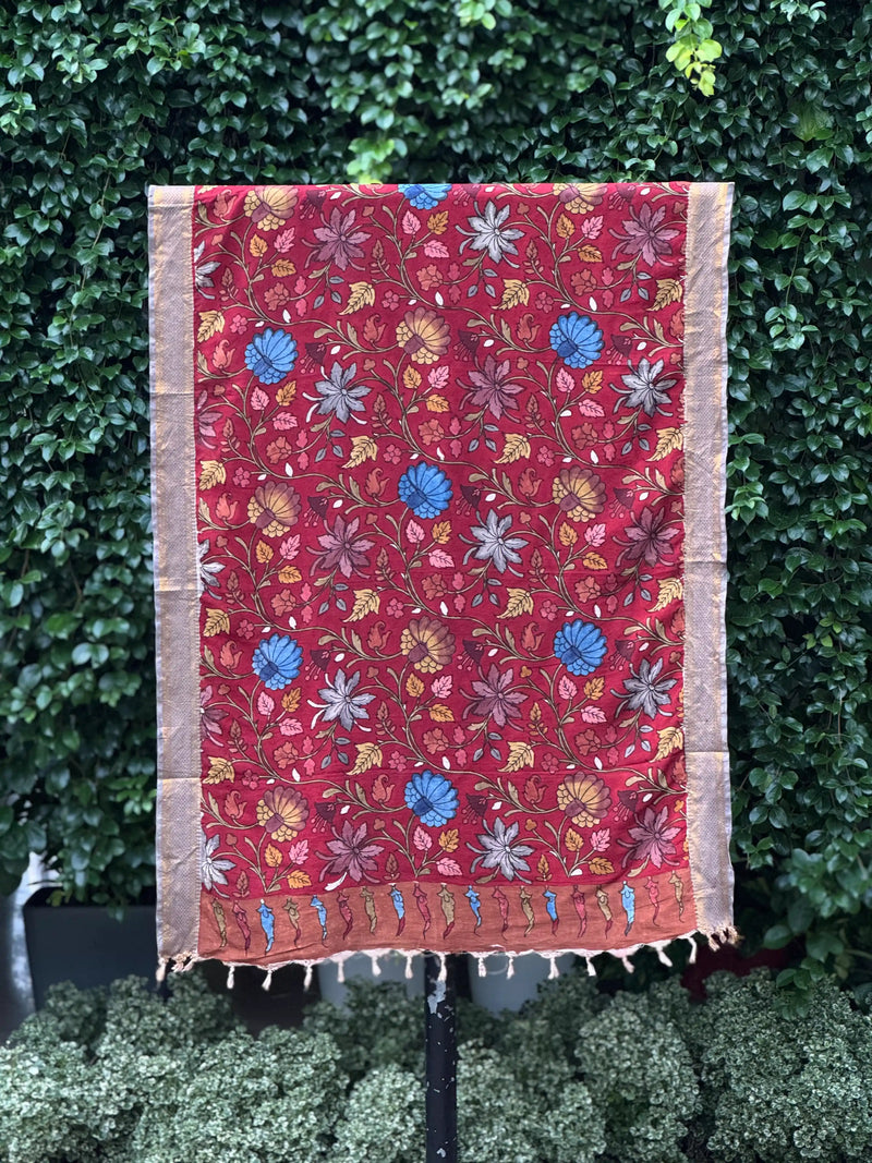 Assam Silk Dupatta With Viscose Nizam Border