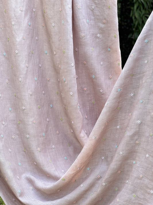 Embroidered 60 Lee Gauze Linen Fabric