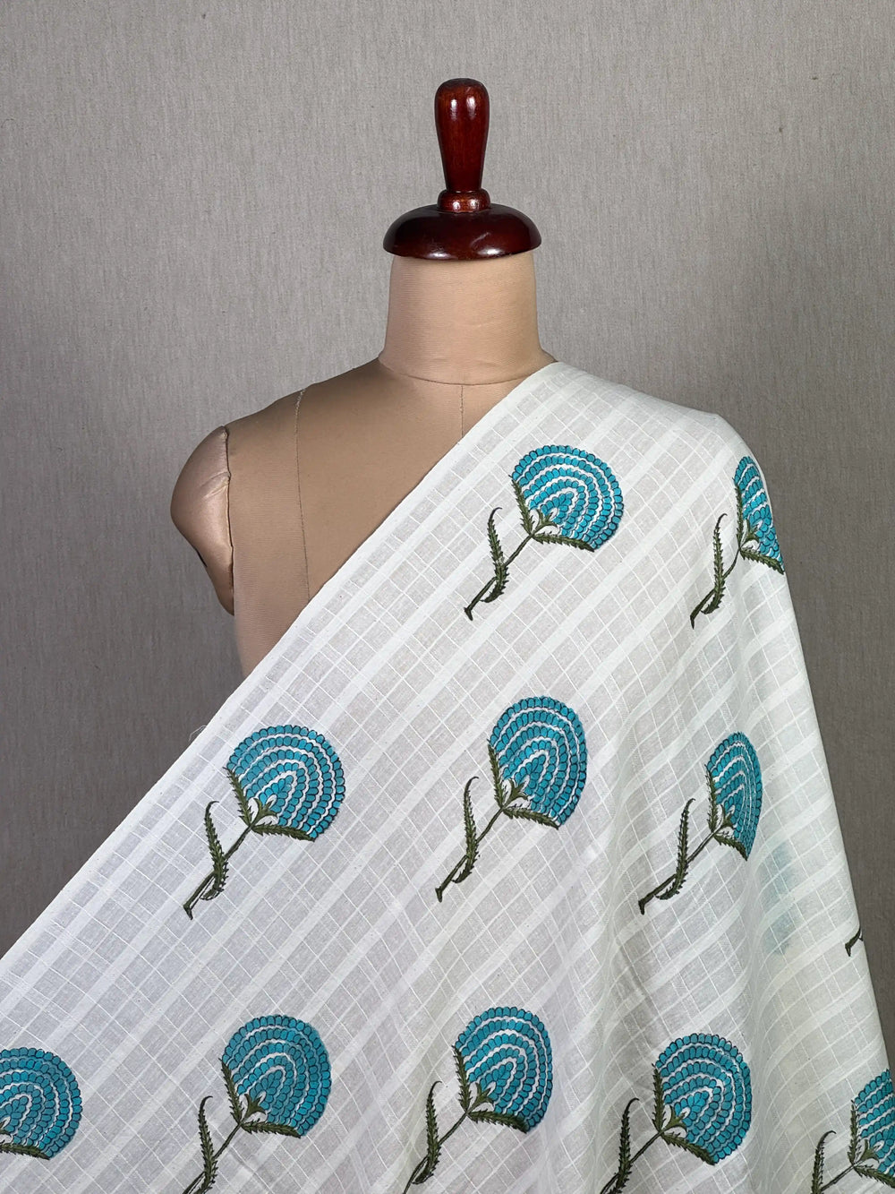 Block Printed Dobby Cotton Fabric
