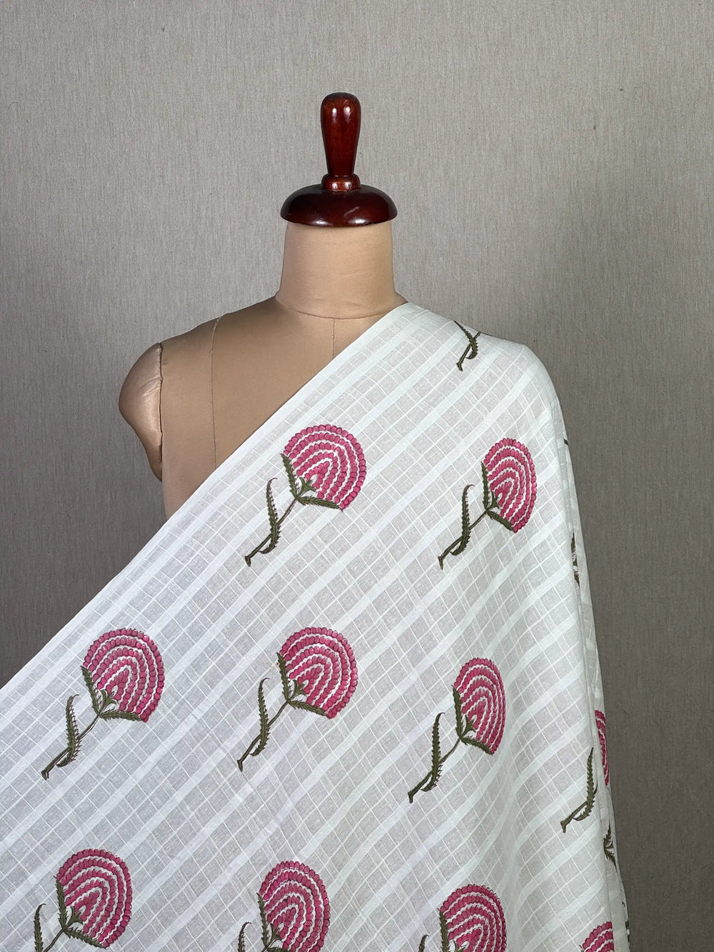 Block Printed Dobby Cotton Fabric