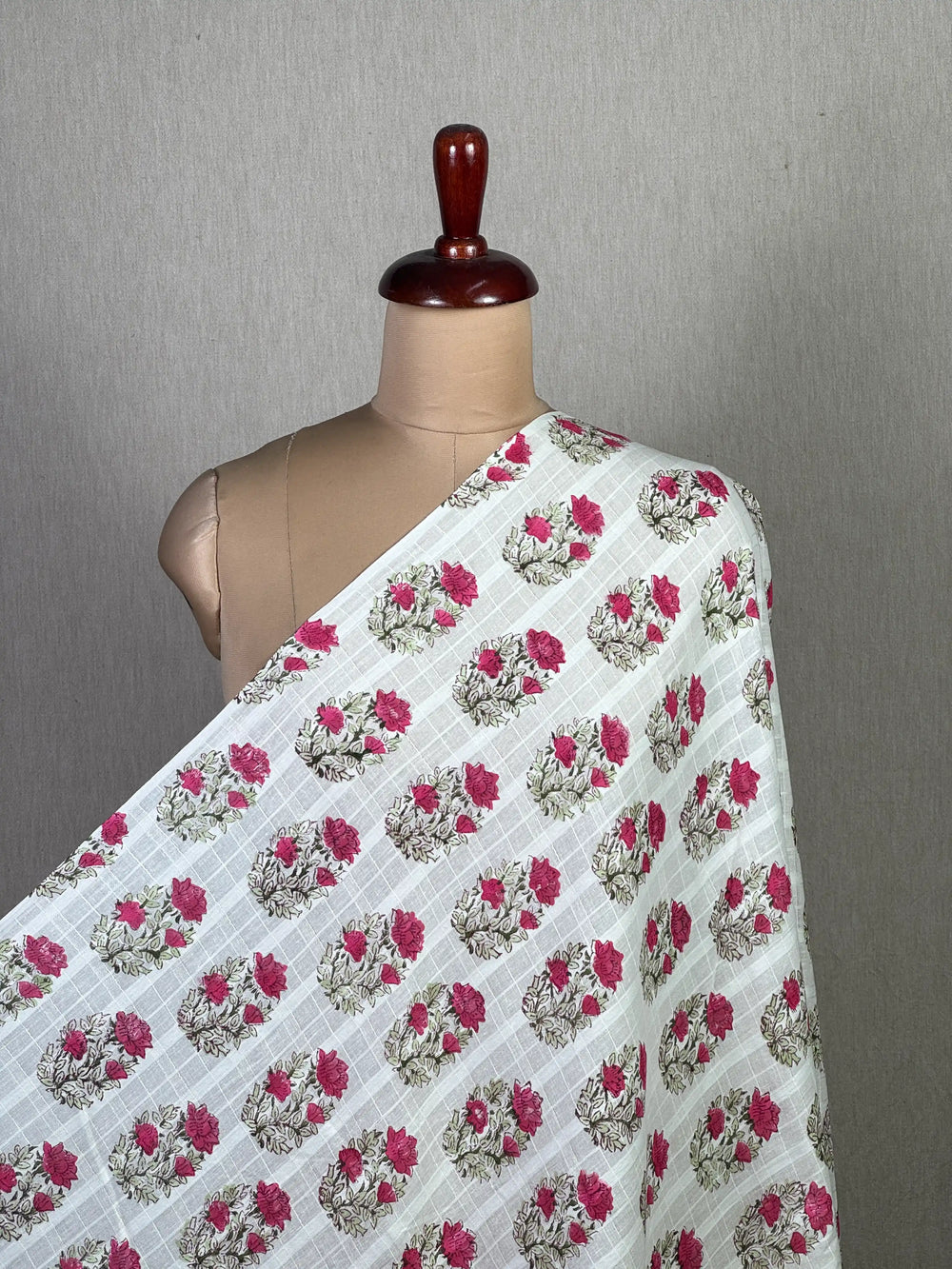 Block Printed Dobby Cotton Fabric