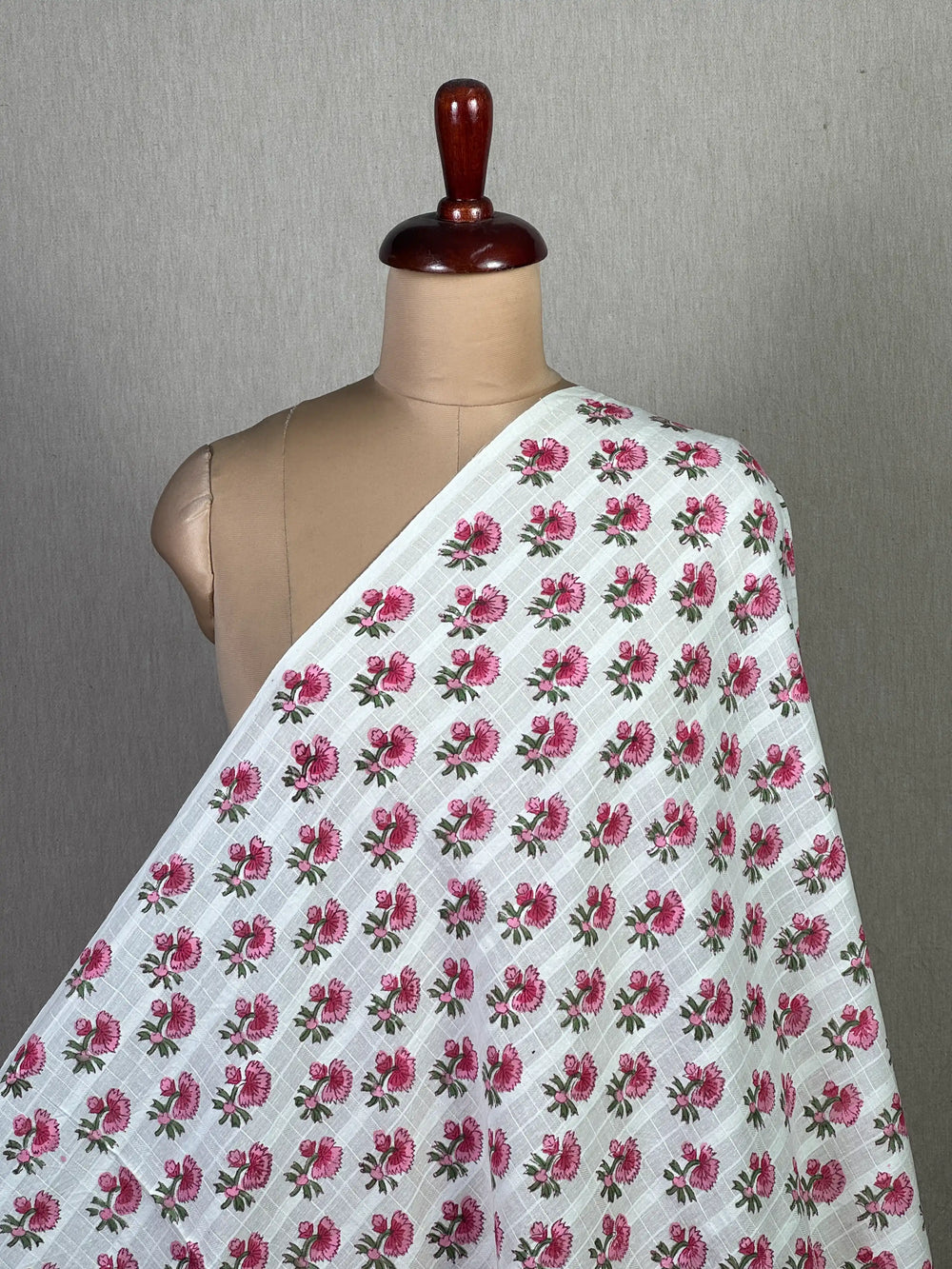 Block Printed Dobby Cotton Fabric