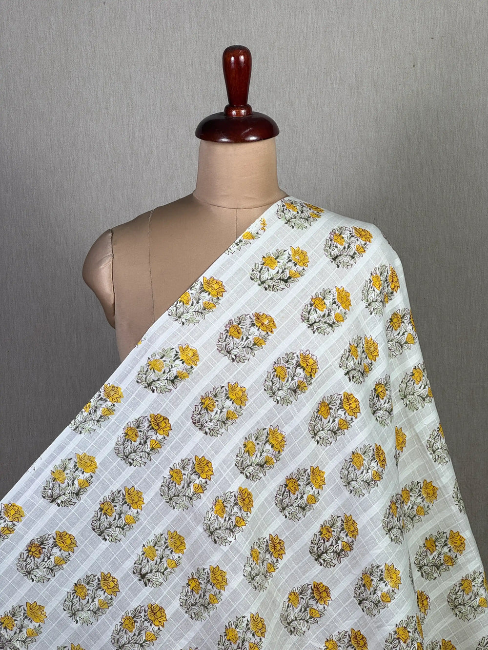 Block Printed Dobby Cotton Fabric
