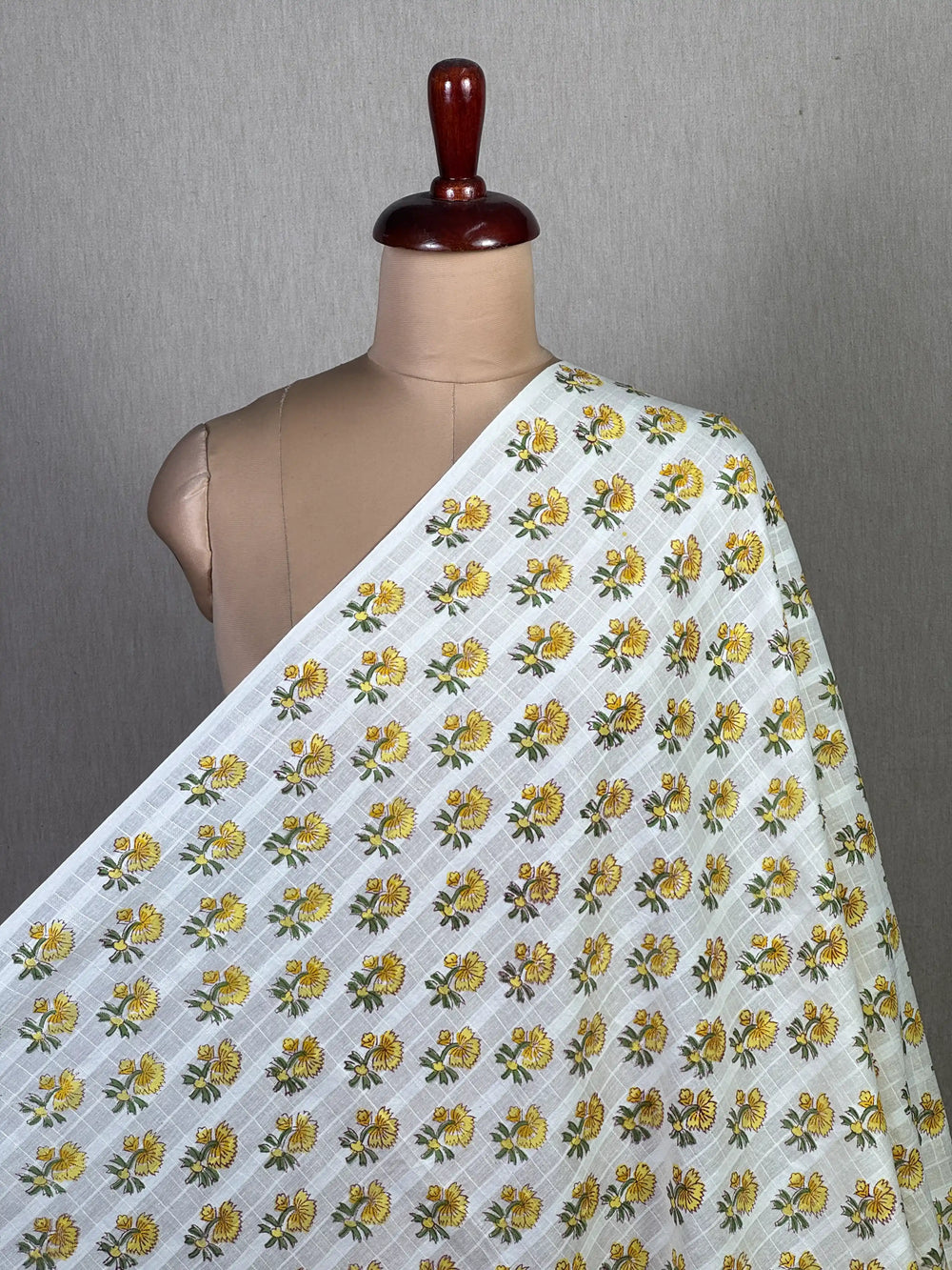 Block Printed Dobby Cotton Fabric