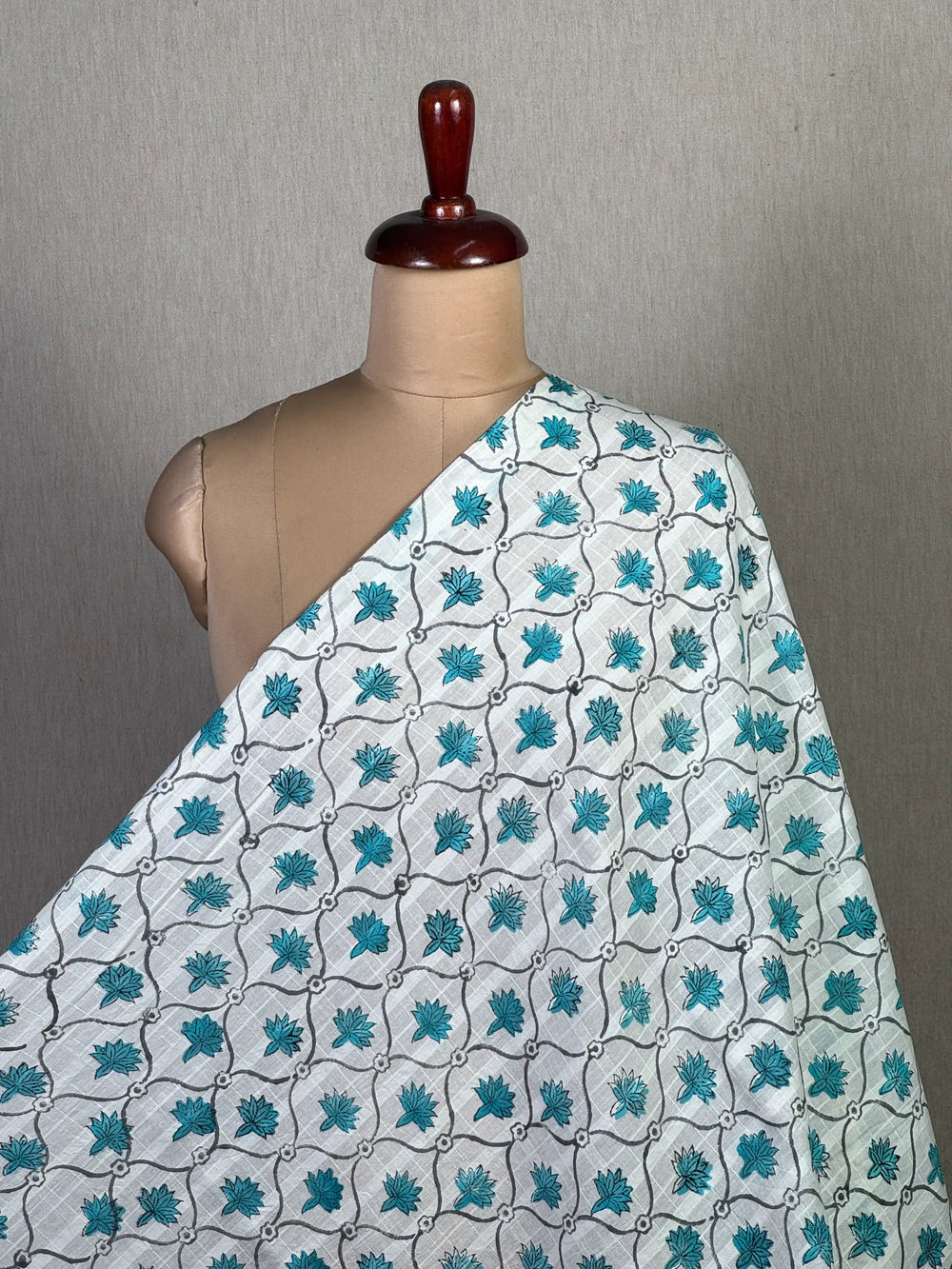 Block Printed Dobby Cotton Fabric