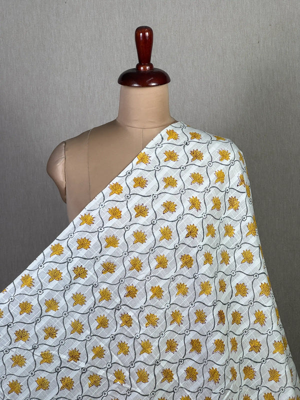 Block Printed Dobby Cotton Fabric