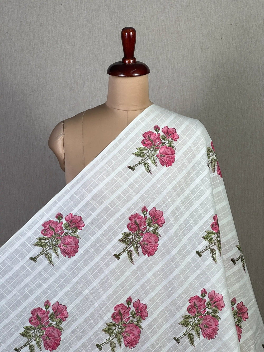 Block Printed Dobby Cotton Fabric
