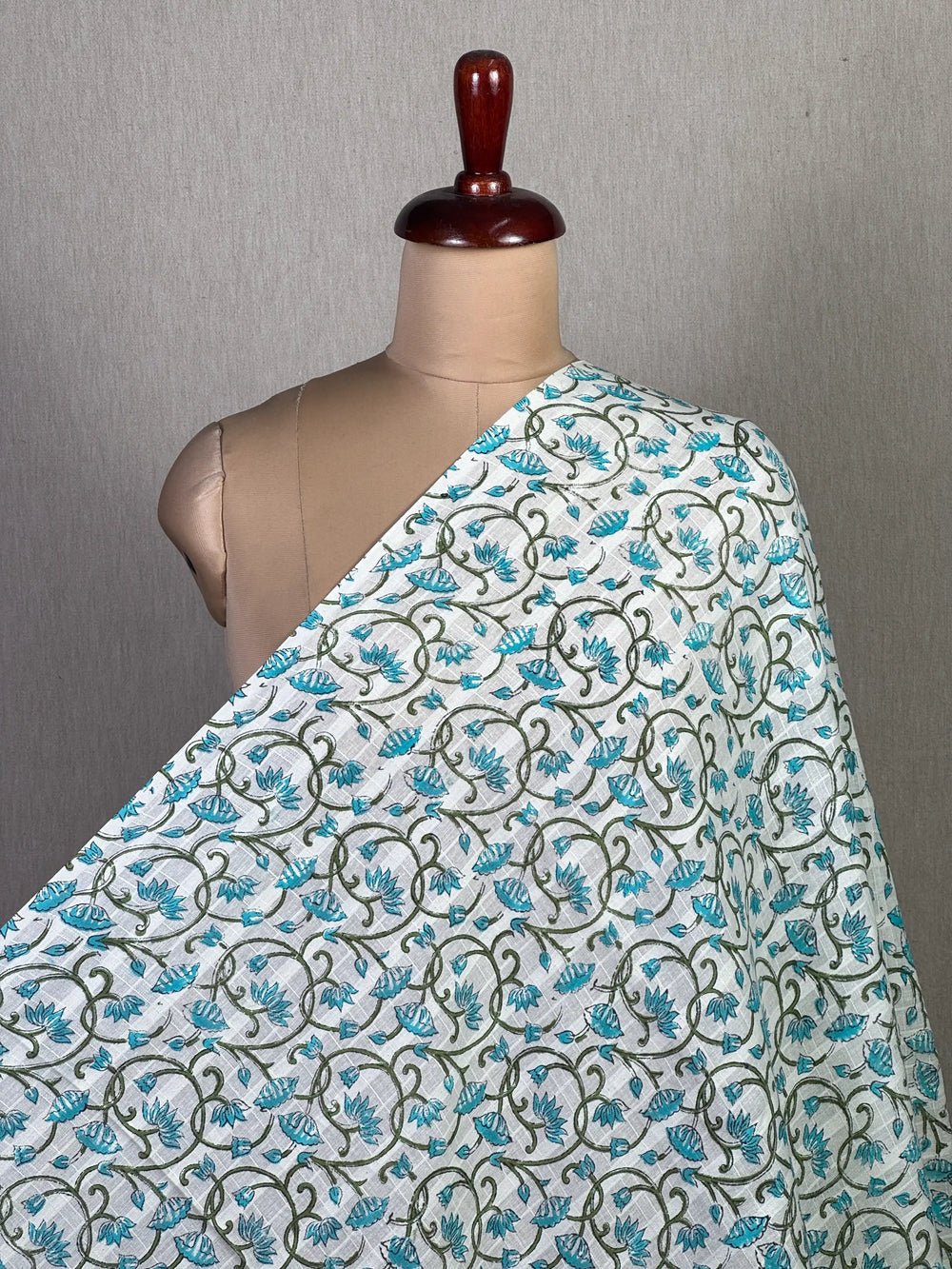 Block Printed Dobby Cotton Fabric