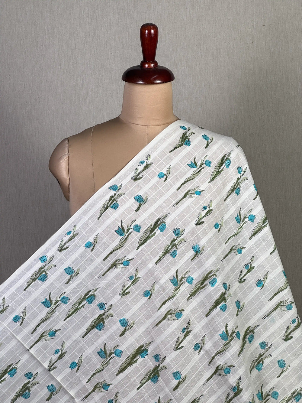 Block Printed Dobby Cotton Fabric