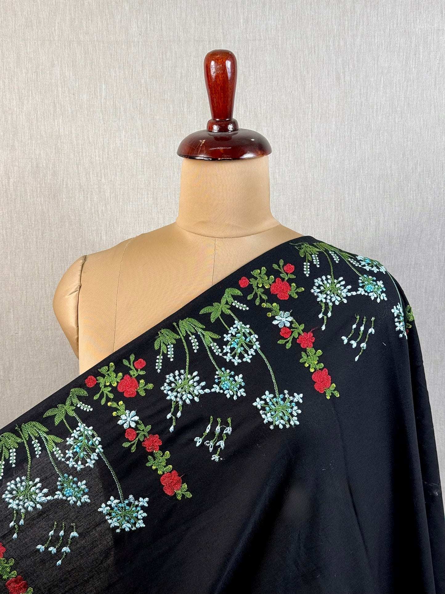 Border Embroidered Flex Cotton Fabric