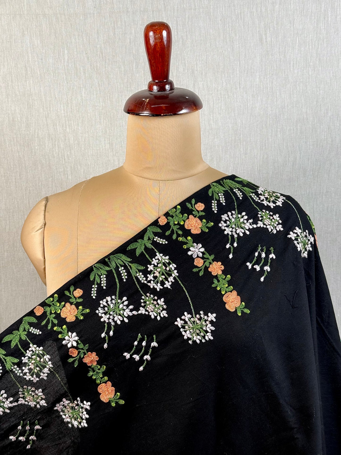 Border Embroidered Flex Cotton Fabric