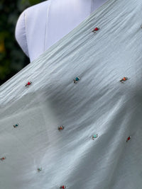 Pearl Embroidered 40gm Banarasi Chanderi Fabric