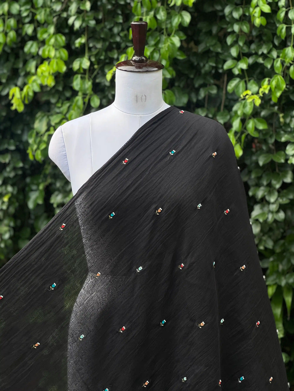 Pearl Embroidered 40gm Banarasi Chanderi Fabric