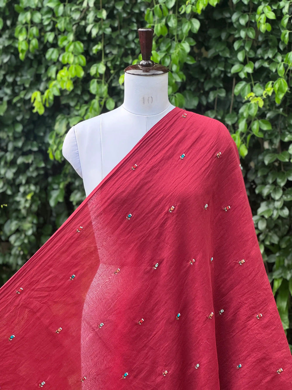 Pearl Embroidered 40gm Banarasi Chanderi Fabric