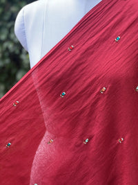 Pearl Embroidered 40gm Banarasi Chanderi Fabric