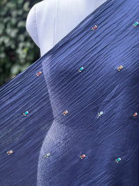 Pearl Embroidered 40gm Banarasi Chanderi Fabric