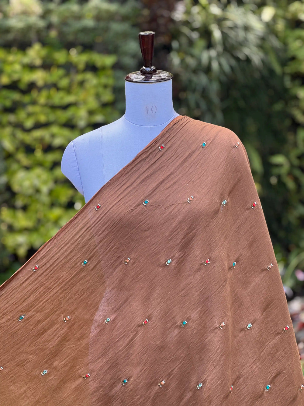 Pearl Embroidered 40gm Banarasi Chanderi Fabric