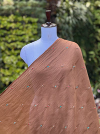 Pearl Embroidered 40gm Banarasi Chanderi Fabric