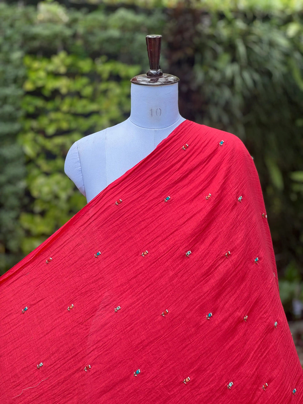 Pearl Embroidered 40gm Banarasi Chanderi Fabric