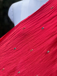 Pearl Embroidered 40gm Banarasi Chanderi Fabric