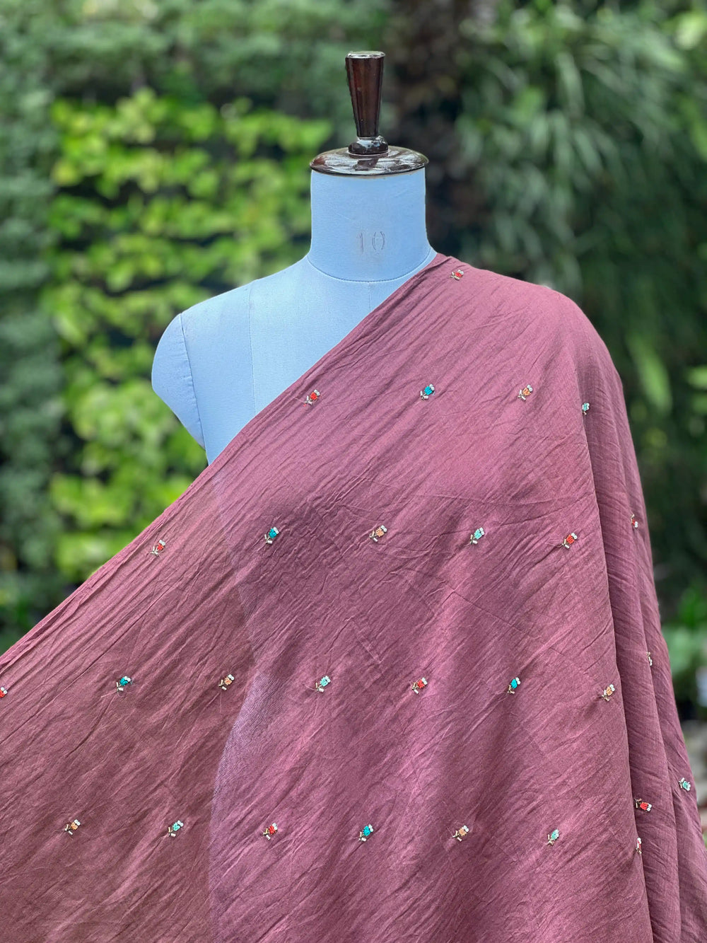 Pearl Embroidered 40gm Banarasi Chanderi Fabric