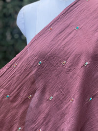 Pearl Embroidered 40gm Banarasi Chanderi Fabric
