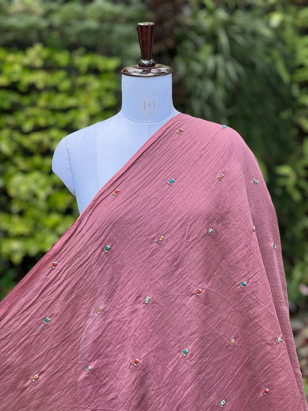 Pearl Embroidered 40gm Banarasi Chanderi Fabric