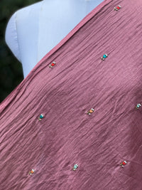 Pearl Embroidered 40gm Banarasi Chanderi Fabric