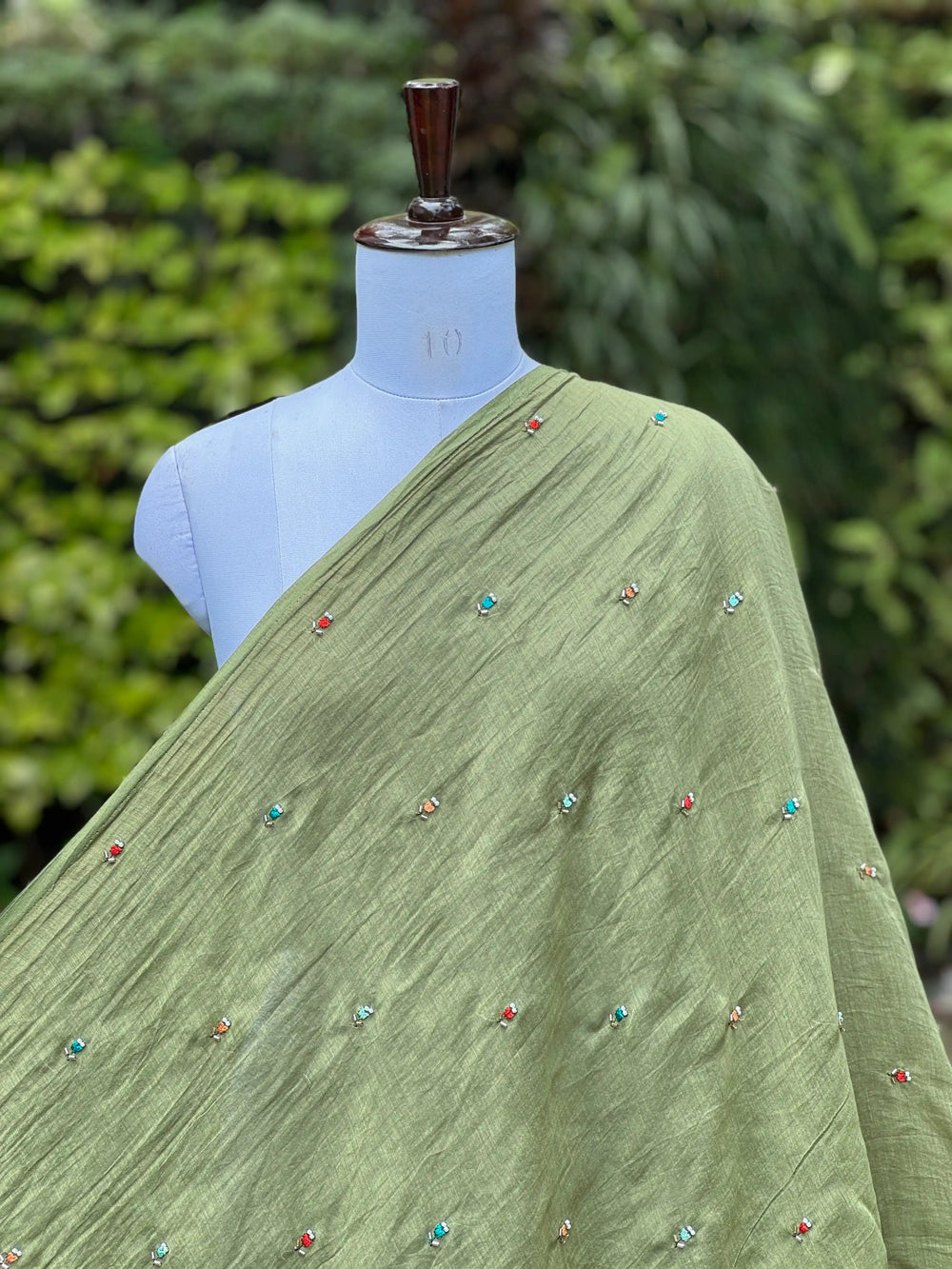 Pearl Embroidered 40gm Banarasi Chanderi Fabric