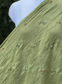 Pearl Embroidered 40gm Banarasi Chanderi Fabric