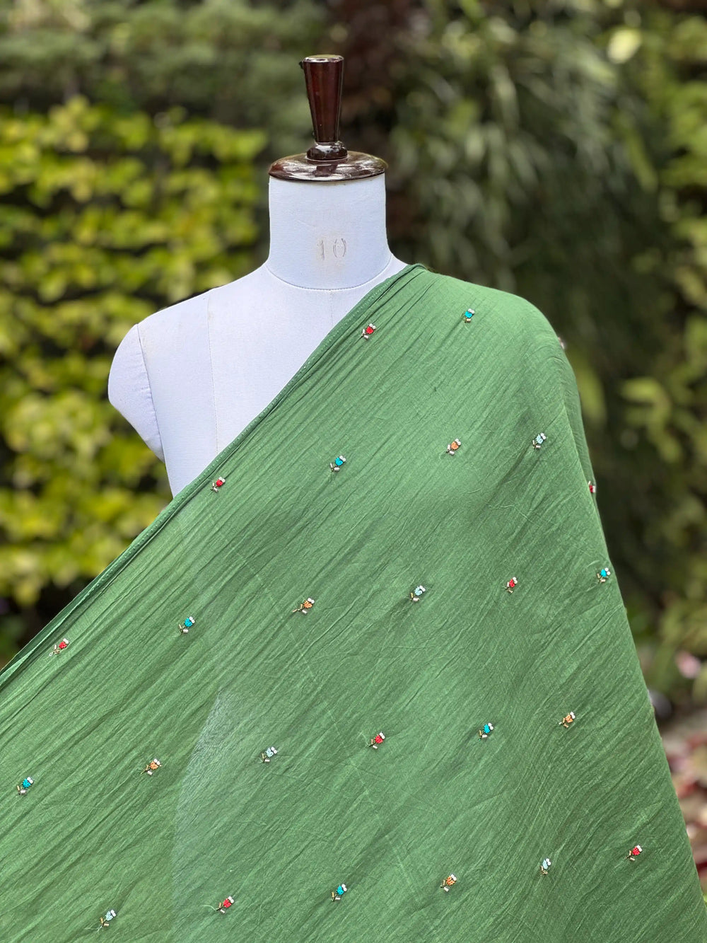 Pearl Embroidered 40gm Banarasi Chanderi Fabric